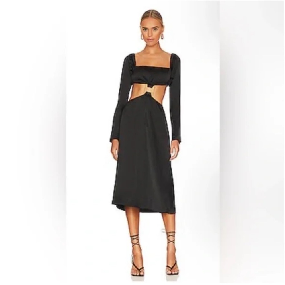 WEWOREWHAT black satin midi dress